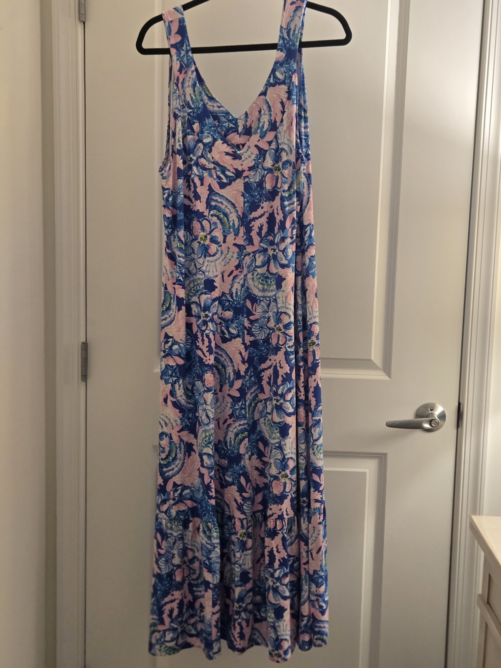Lilly Pulitzer Pink, Blue and Green Floral Print Maxi Dress EUC XXL